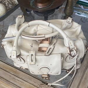 CHLOE Paddington Bag - Cream Leather Satchel Handbag
